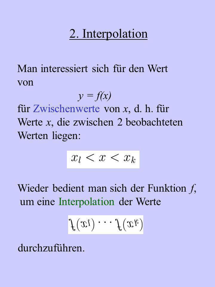 2. Interpolation Man interessiert sich für den Wert von y = f(x)