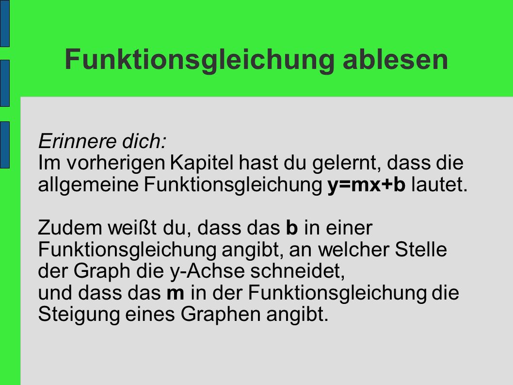 Funktionsgleichung ablesen