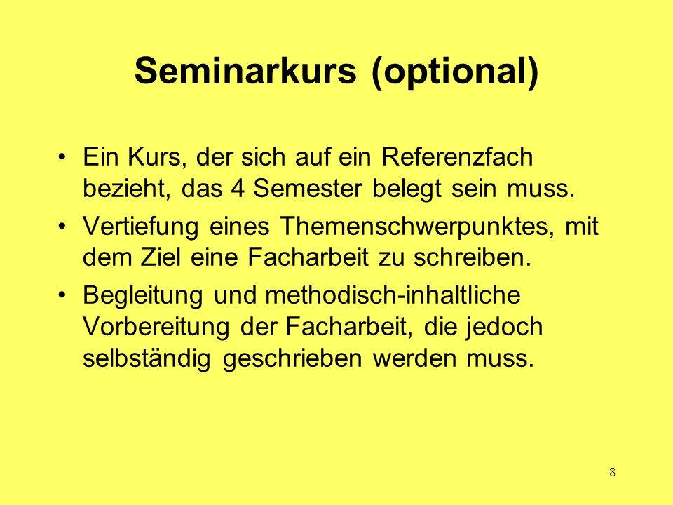 Seminarkurs (optional)