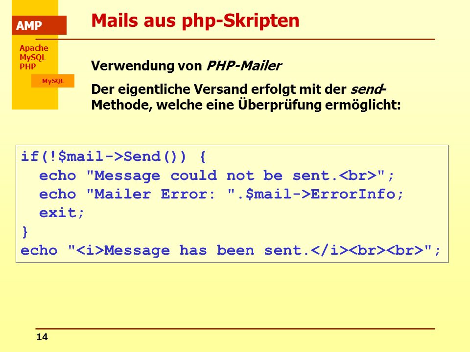 Mails aus php-Skripten