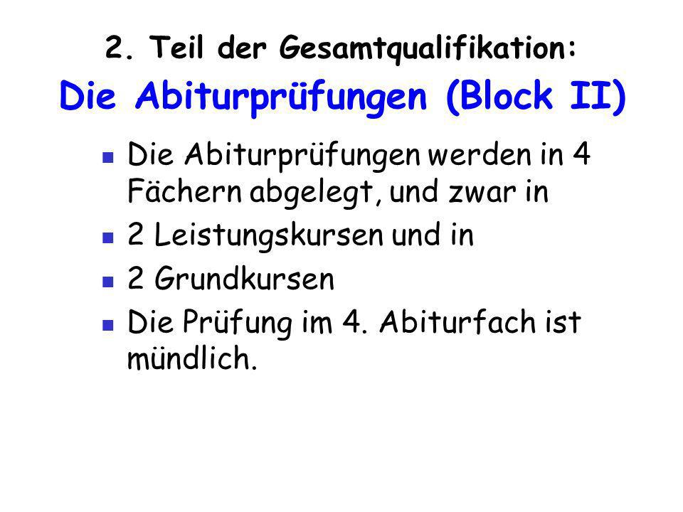 2. Teil der Gesamtqualifikation: Die Abiturprüfungen (Block II)
