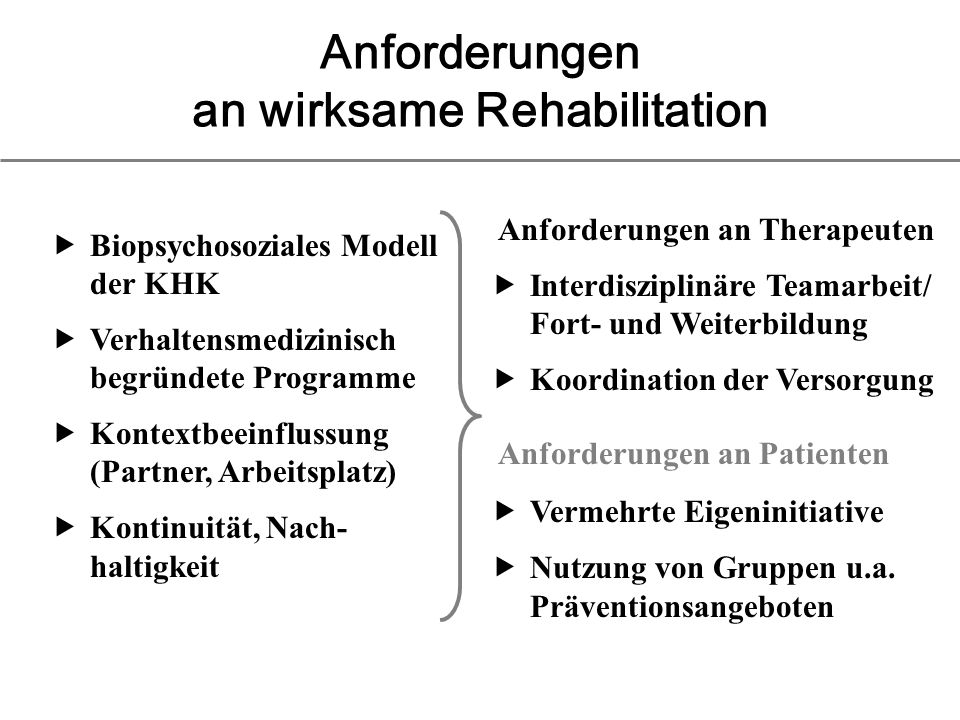 Anforderungen an wirksame Rehabilitation