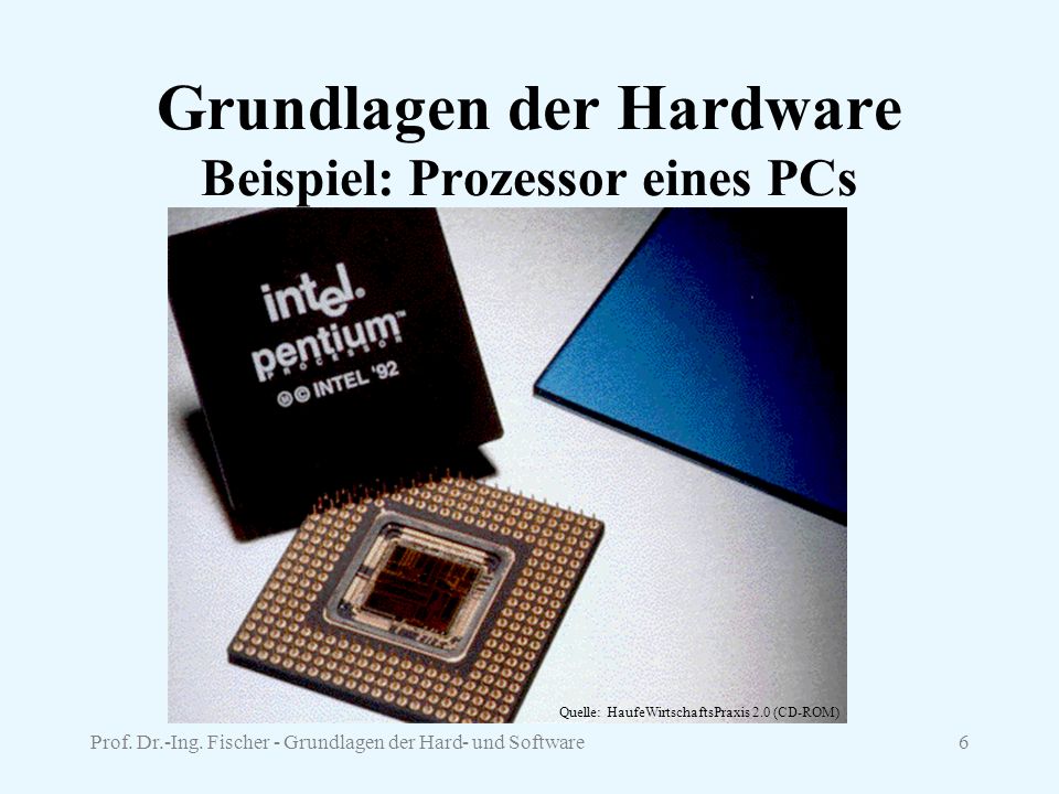 Grundlagen der Hardware Beispiel: Prozessor eines PCs