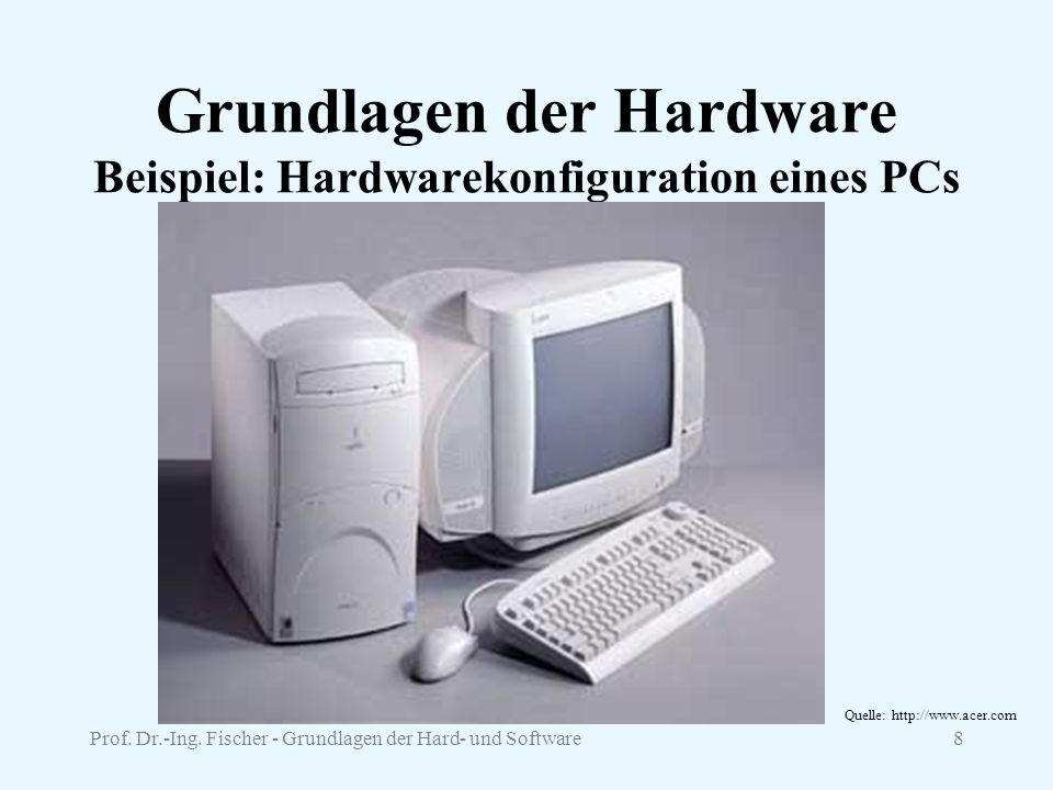 Grundlagen der Hardware Beispiel: Hardwarekonfiguration eines PCs