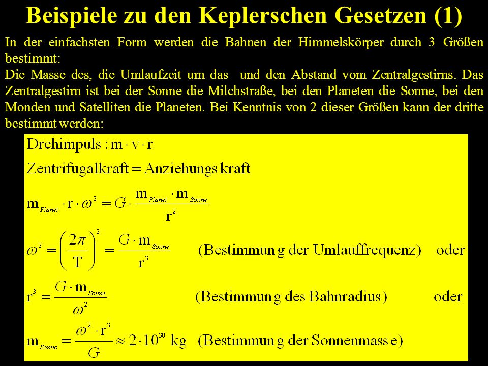 Beispiele zu den Keplerschen Gesetzen (1)