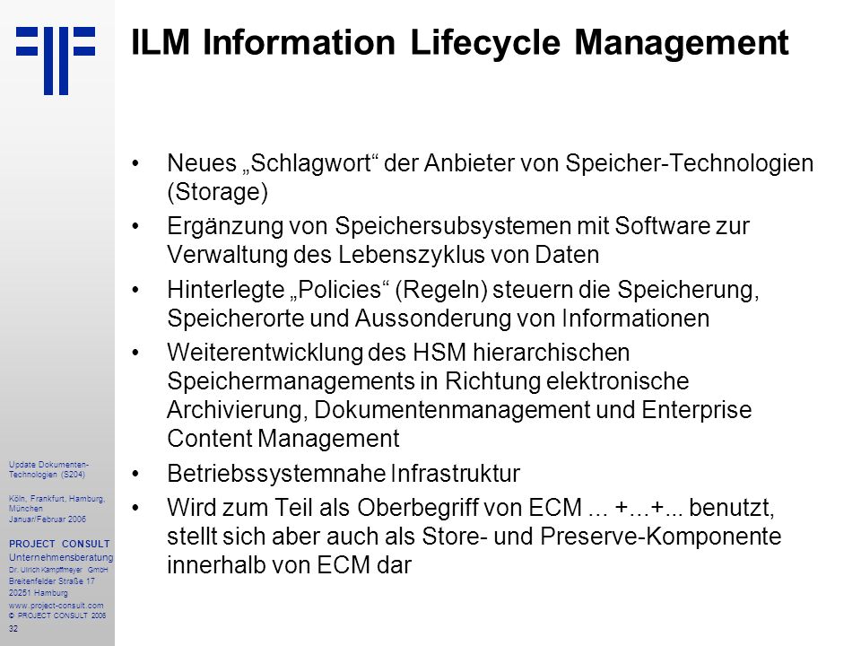 ILM Information Lifecycle Management