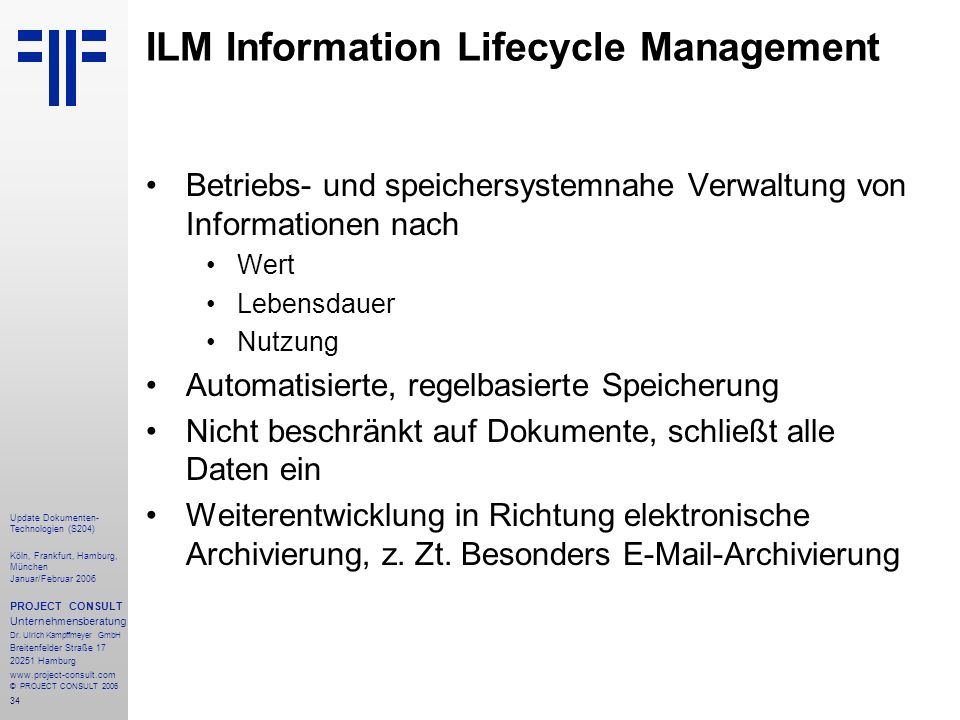 ILM Information Lifecycle Management