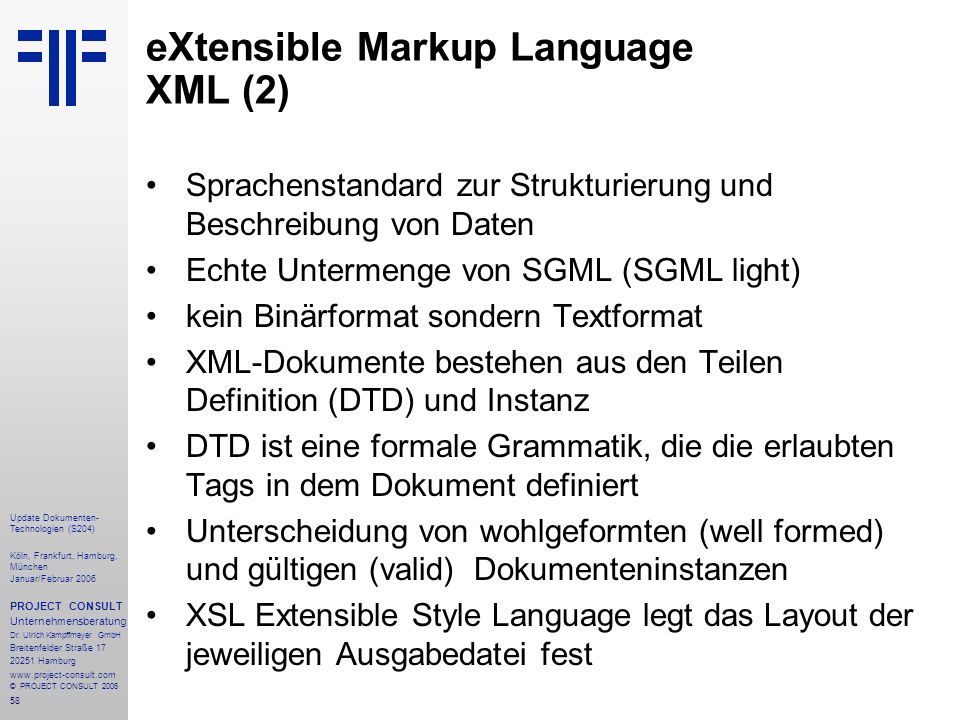 eXtensible Markup Language XML (2)