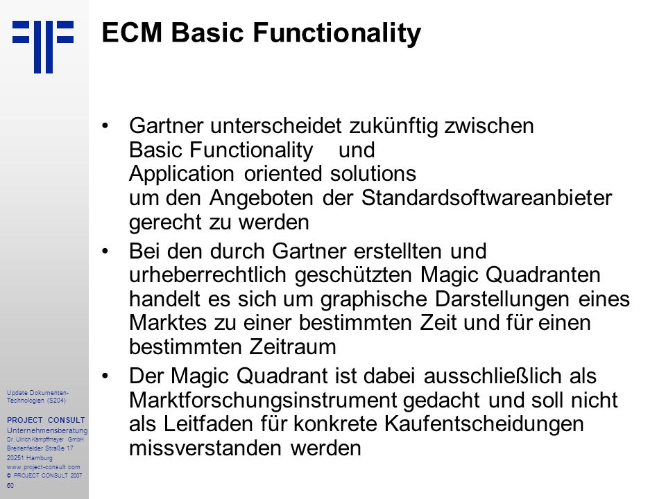 ECM Basic Functionality