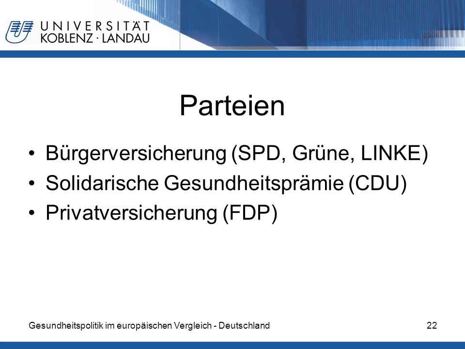 Parteien Bürgerversicherung (SPD, Grüne, LINKE)