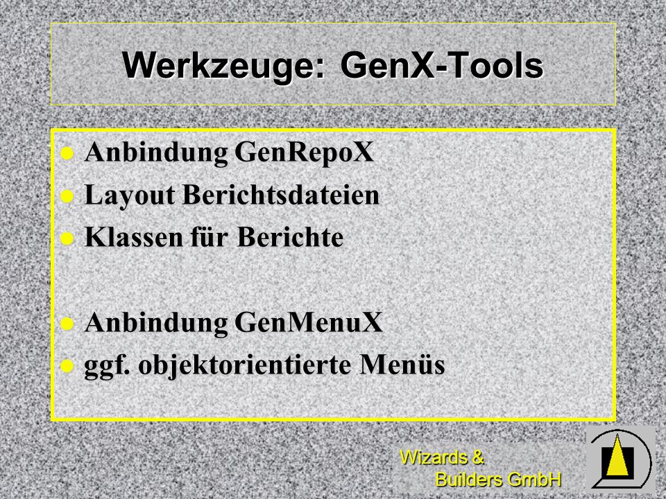 Werkzeuge: GenX-Tools