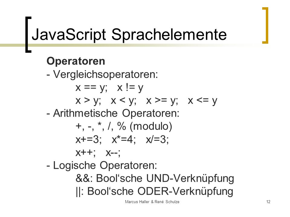 JavaScript Sprachelemente