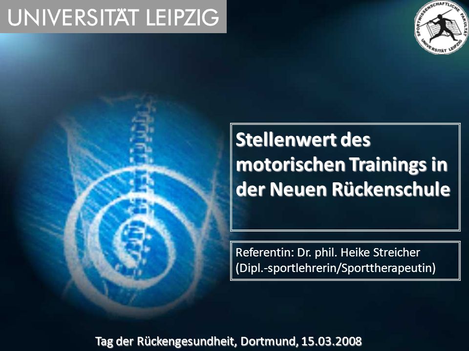 Stellenwert des motorischen Trainings in der Neuen Rückenschule
