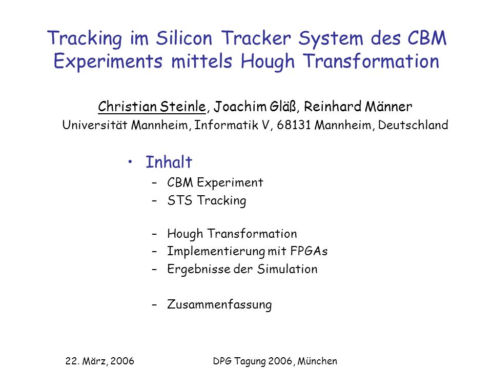 Tracking im Silicon Tracker System des CBM Experiments mittels Hough Transformation