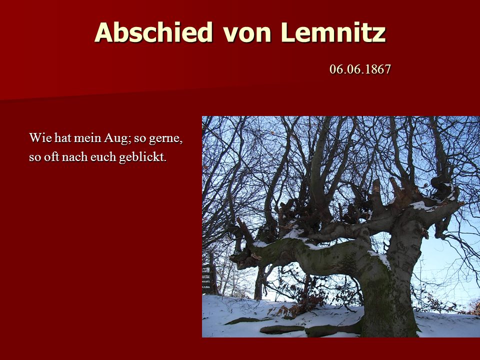 Abschied von Lemnitz Wie hat mein Aug; so gerne,