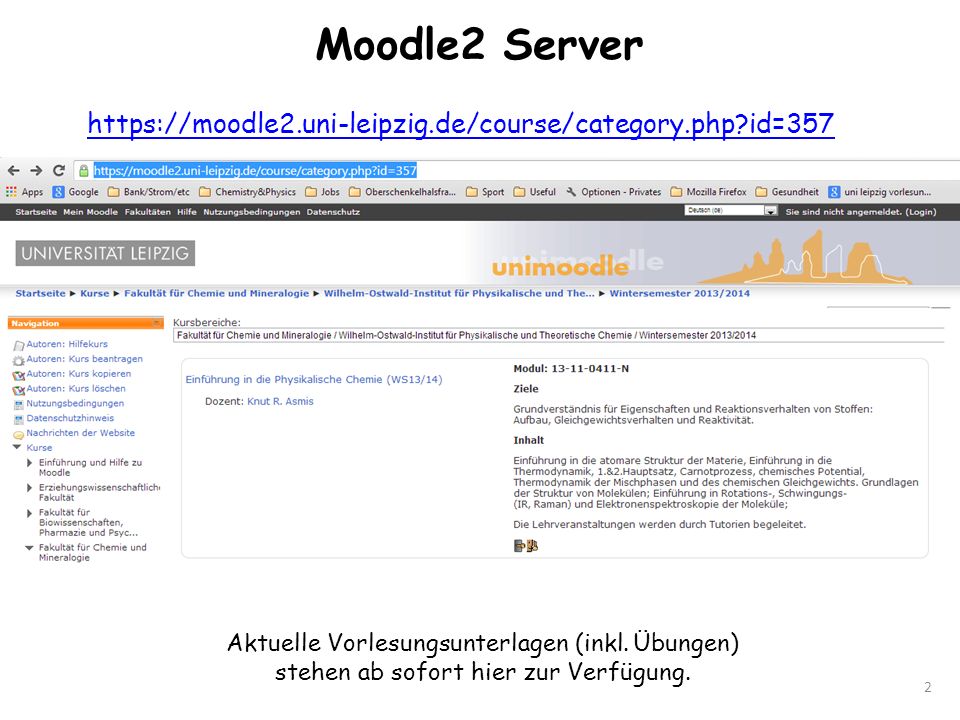 Moodle2 Server   id=357. Aktuelle Vorlesungsunterlagen (inkl. Übungen)