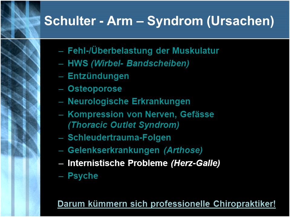 Schulter - Arm – Syndrom (Ursachen)