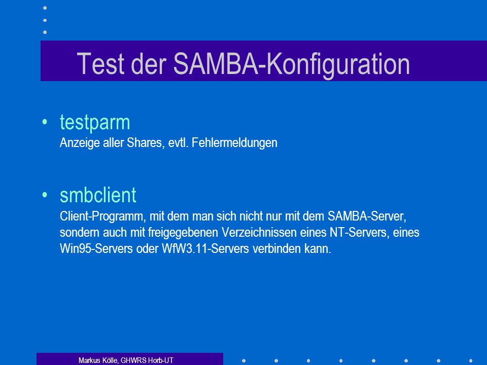 Test der SAMBA-Konfiguration