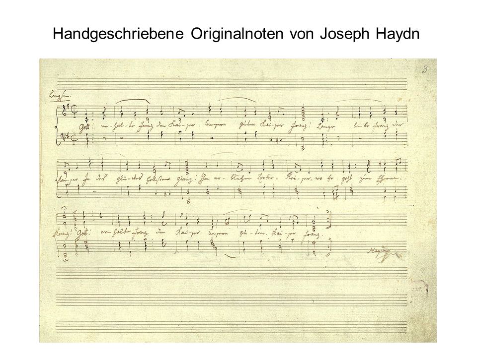 Handgeschriebene Originalnoten von Joseph Haydn
