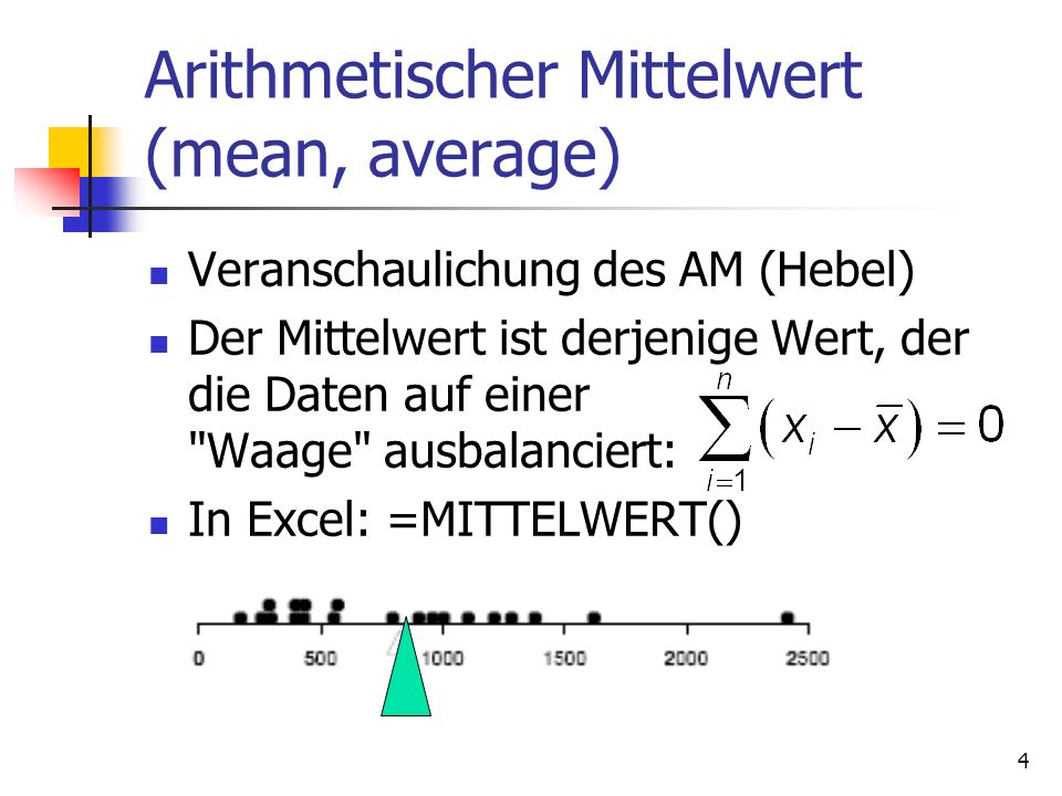 Arithmetischer Mittelwert (mean, average)