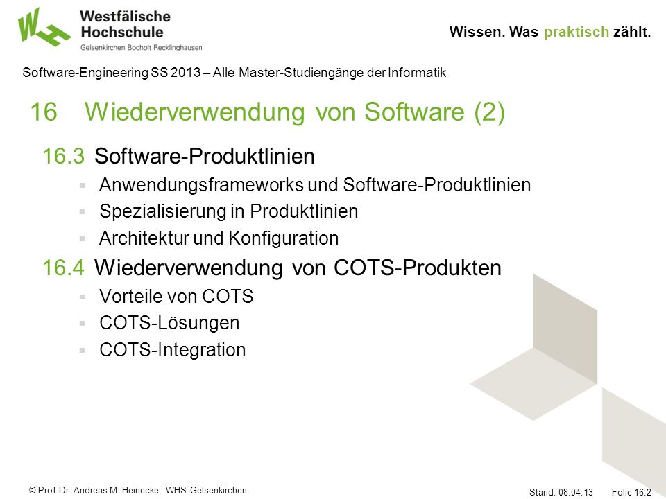 16 Wiederverwendung von Software (2)