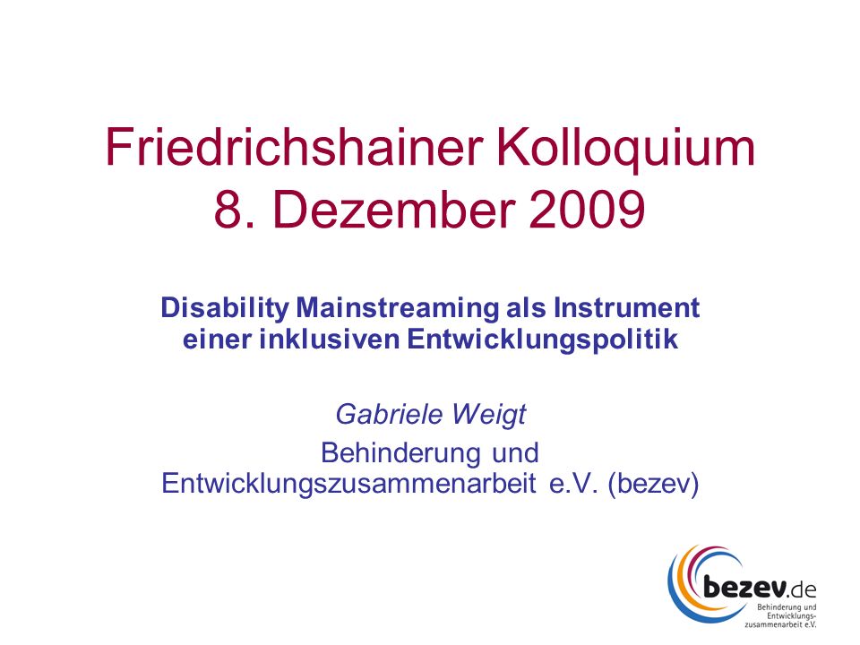 Friedrichshainer Kolloquium 8. Dezember 2009