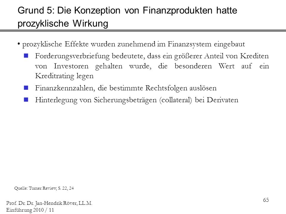 Grund 5: Die Konzeption von Finanzprodukten hatte prozyklische Wirkung