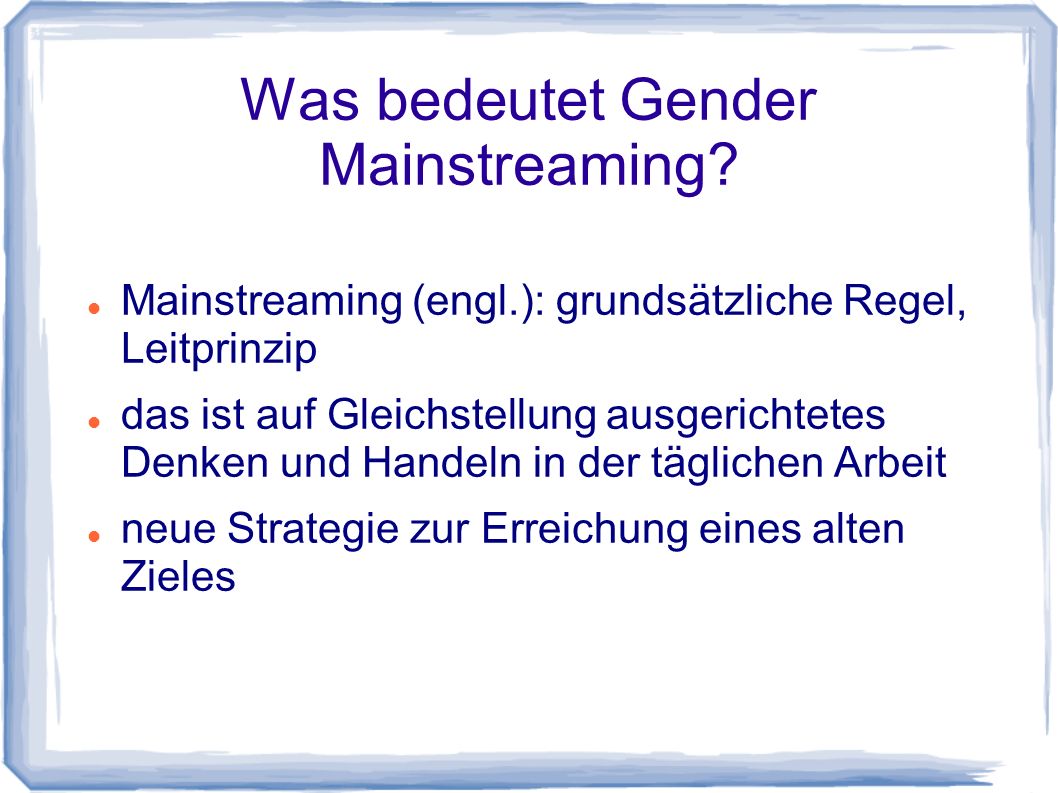 Was bedeutet Gender Mainstreaming