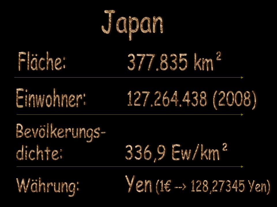 Japan Fläche: km² Einwohner: (2008) Bevölkerungs-