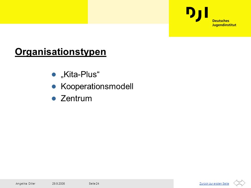 Organisationstypen „Kita-Plus Kooperationsmodell Zentrum