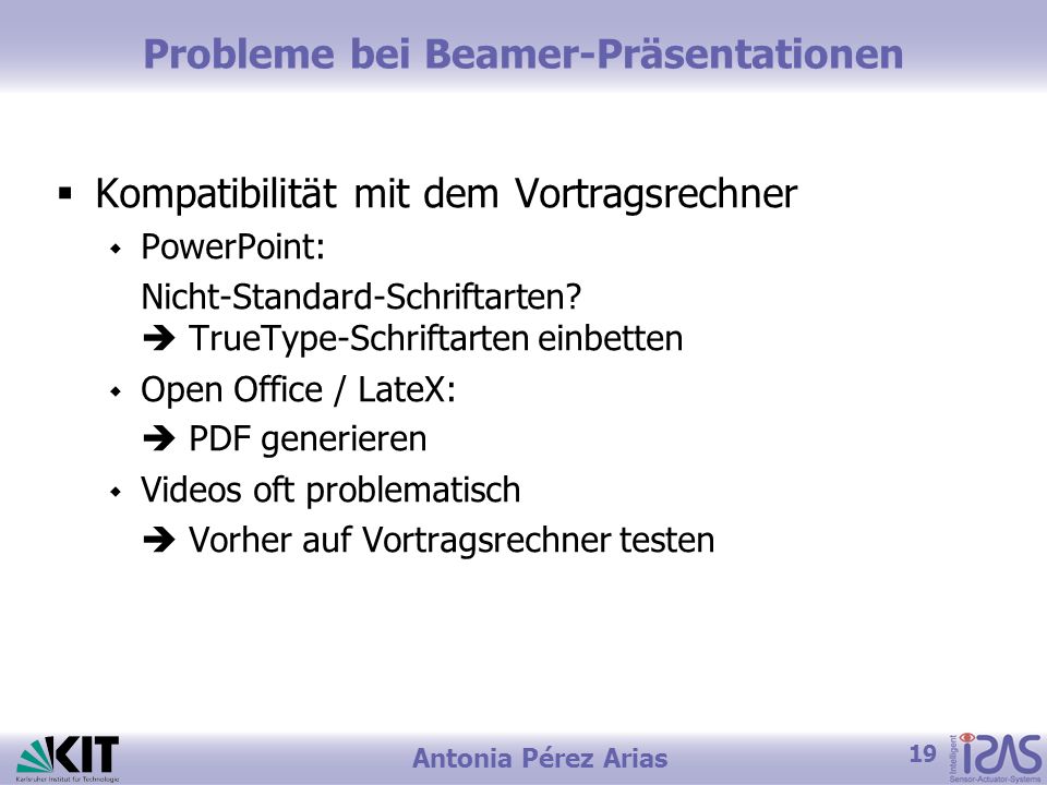 Probleme bei Beamer-Präsentationen