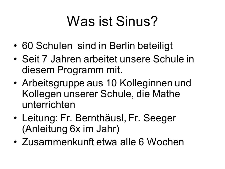 Was ist Sinus 60 Schulen sind in Berlin beteiligt