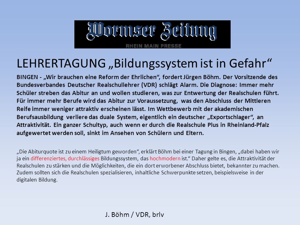 LEHRERTAGUNG „Bildungssystem ist in Gefahr