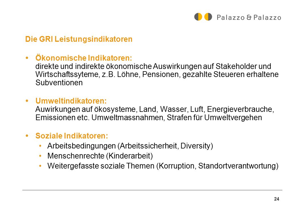 Die GRI Leistungsindikatoren