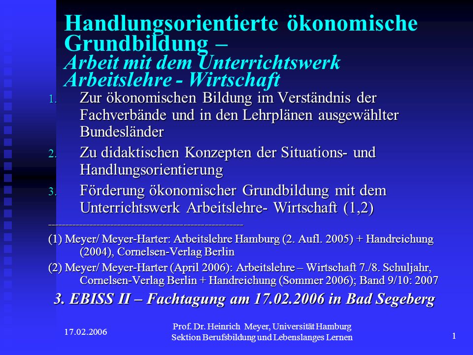 3. EBISS II – Fachtagung am in Bad Segeberg