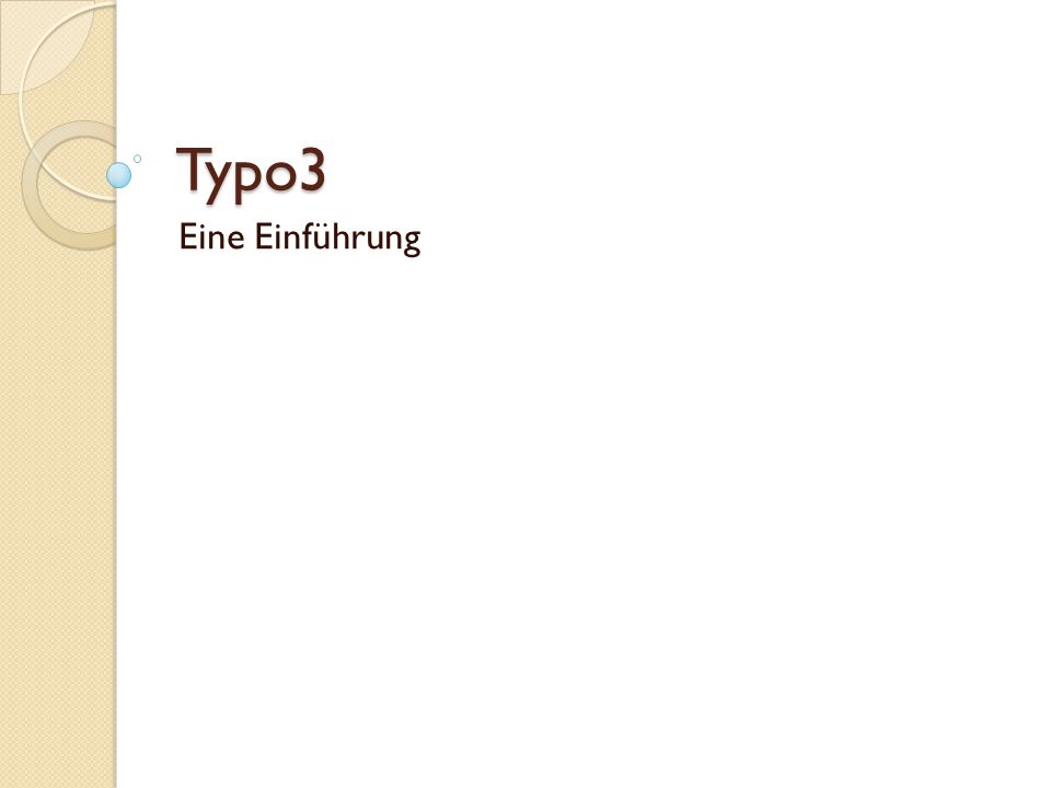 Typo3 Eine Einführung