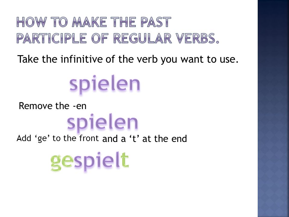 How to make the past participle of regular verbs.
