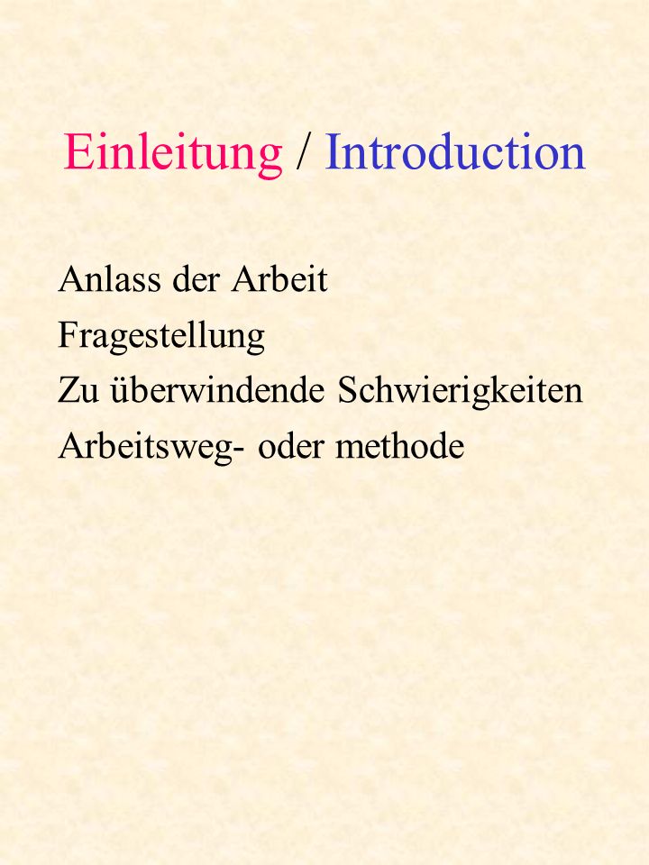 Einleitung / Introduction