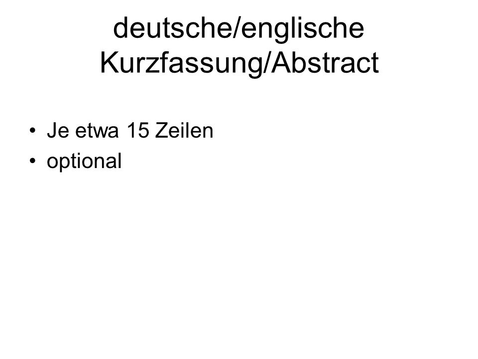 deutsche/englische Kurzfassung/Abstract