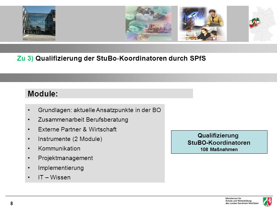 Module: Zu 3) Qualifizierung der StuBo-Koordinatoren durch SPfS