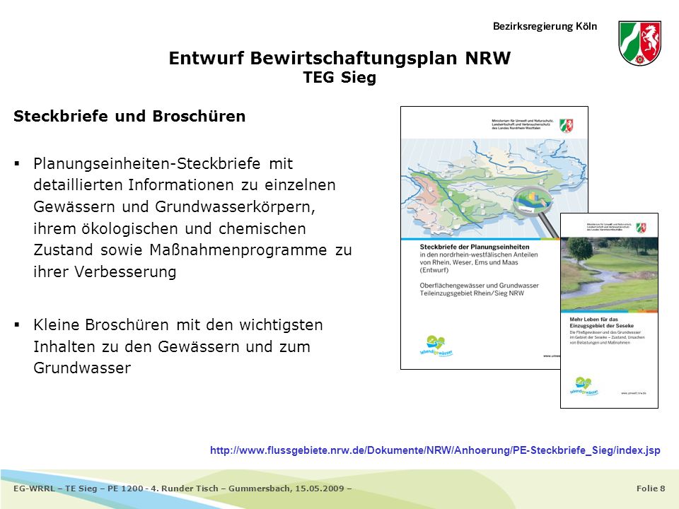 Entwurf Bewirtschaftungsplan NRW TEG Sieg