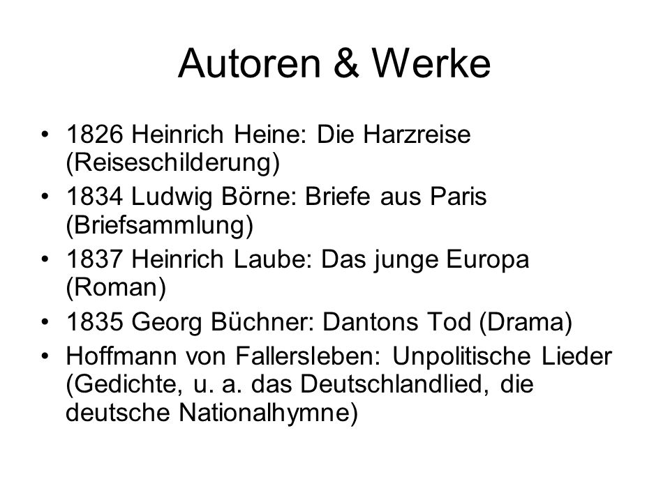 Autoren & Werke 1826 Heinrich Heine: Die Harzreise (Reiseschilderung)
