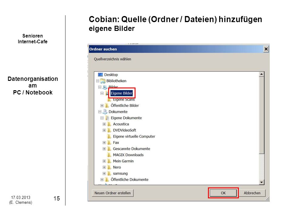 Cobian: Quelle (Ordner / Dateien) hinzufügen