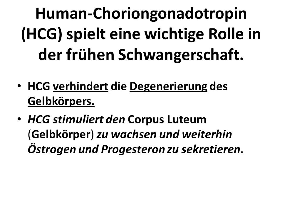 Human-Choriongonadotropin (HCG) spielt eine wichtige Rolle in der frühen Schwangerschaft.
