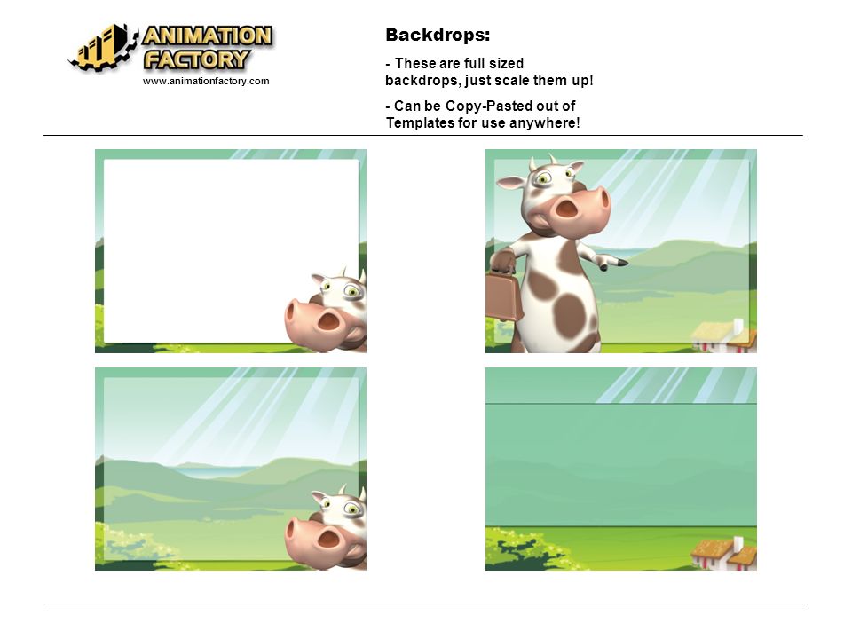 Backdrops: - These are full sized backdrops, just scale them up!