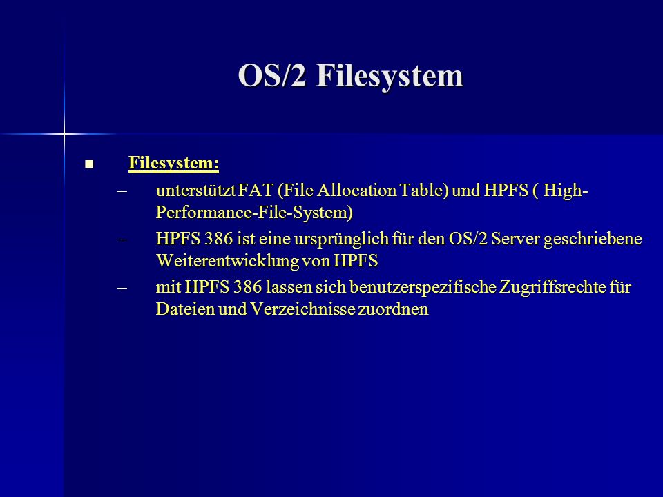 OS/2 Filesystem Filesystem: