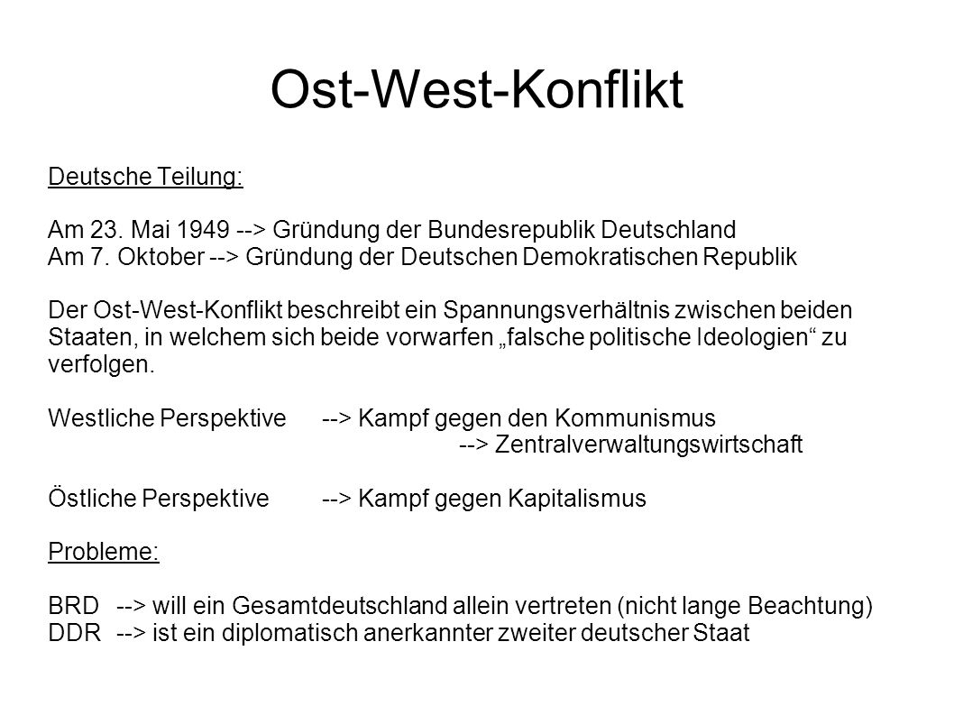 Ost-West-Konflikt Deutsche Teilung: