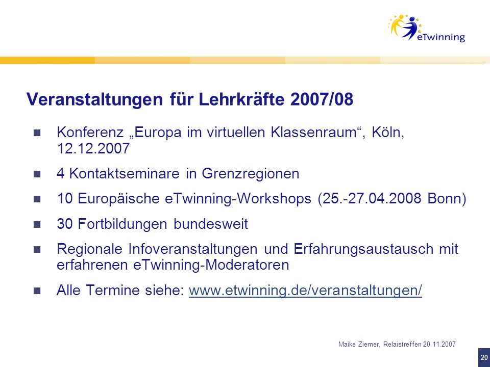 Veranstaltungen für Lehrkräfte 2007/08