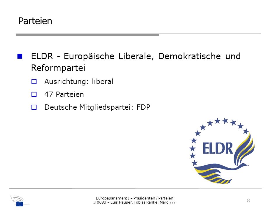 Parteien ELDR - Europäische Liberale, Demokratische und Reformpartei
