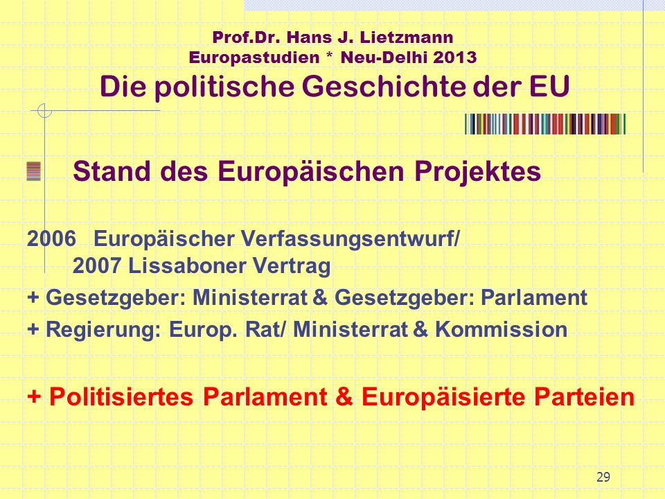 Stand des Europäischen Projektes